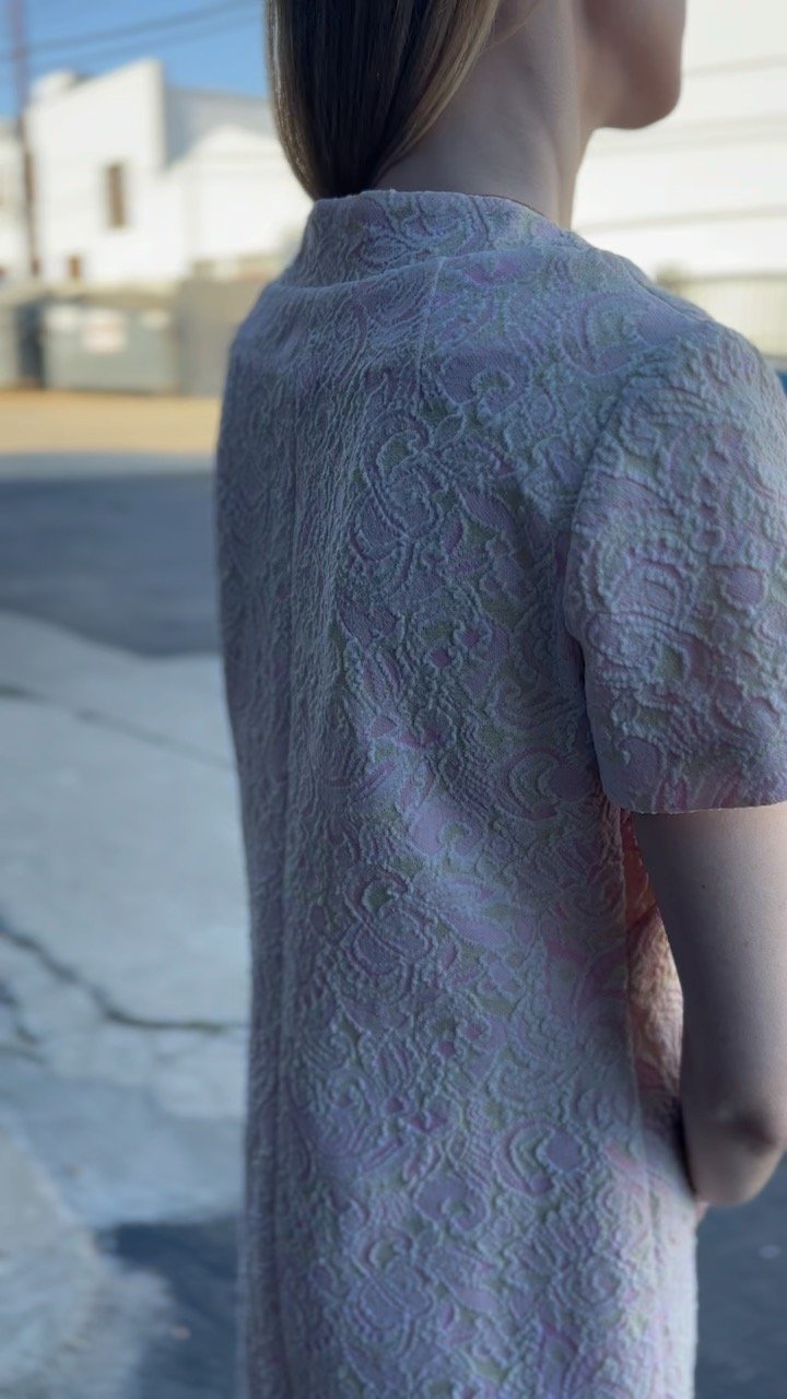 1950's Peach & Cream Day Dress on girl from behind