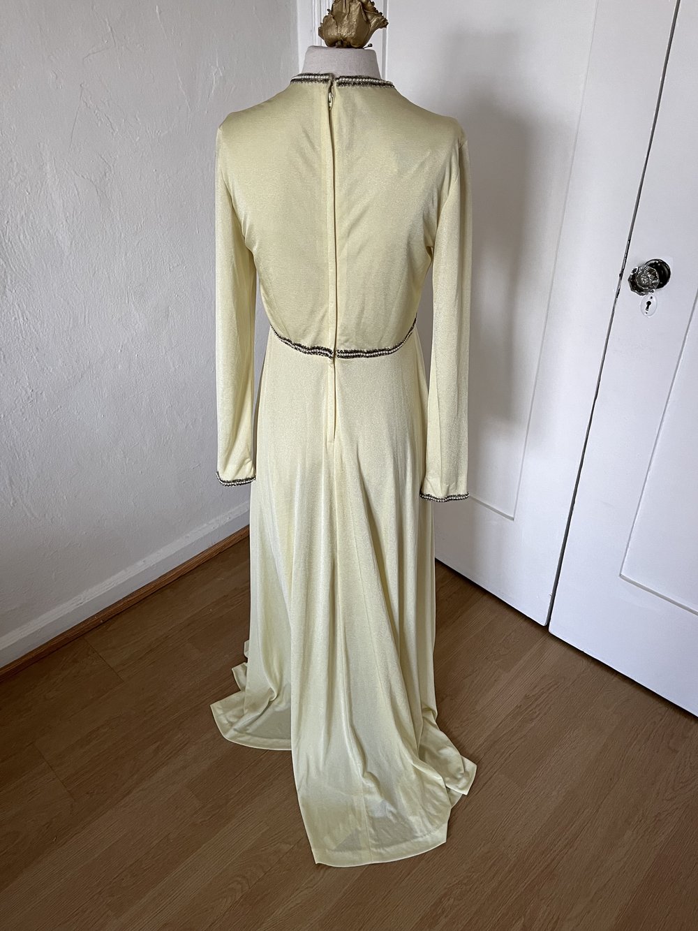 1970's Beaded Yellow Dress