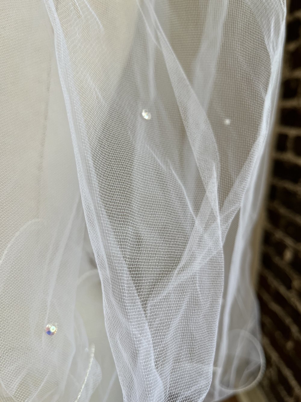 1980's Flower Crown with Walking Length Tulle Veil