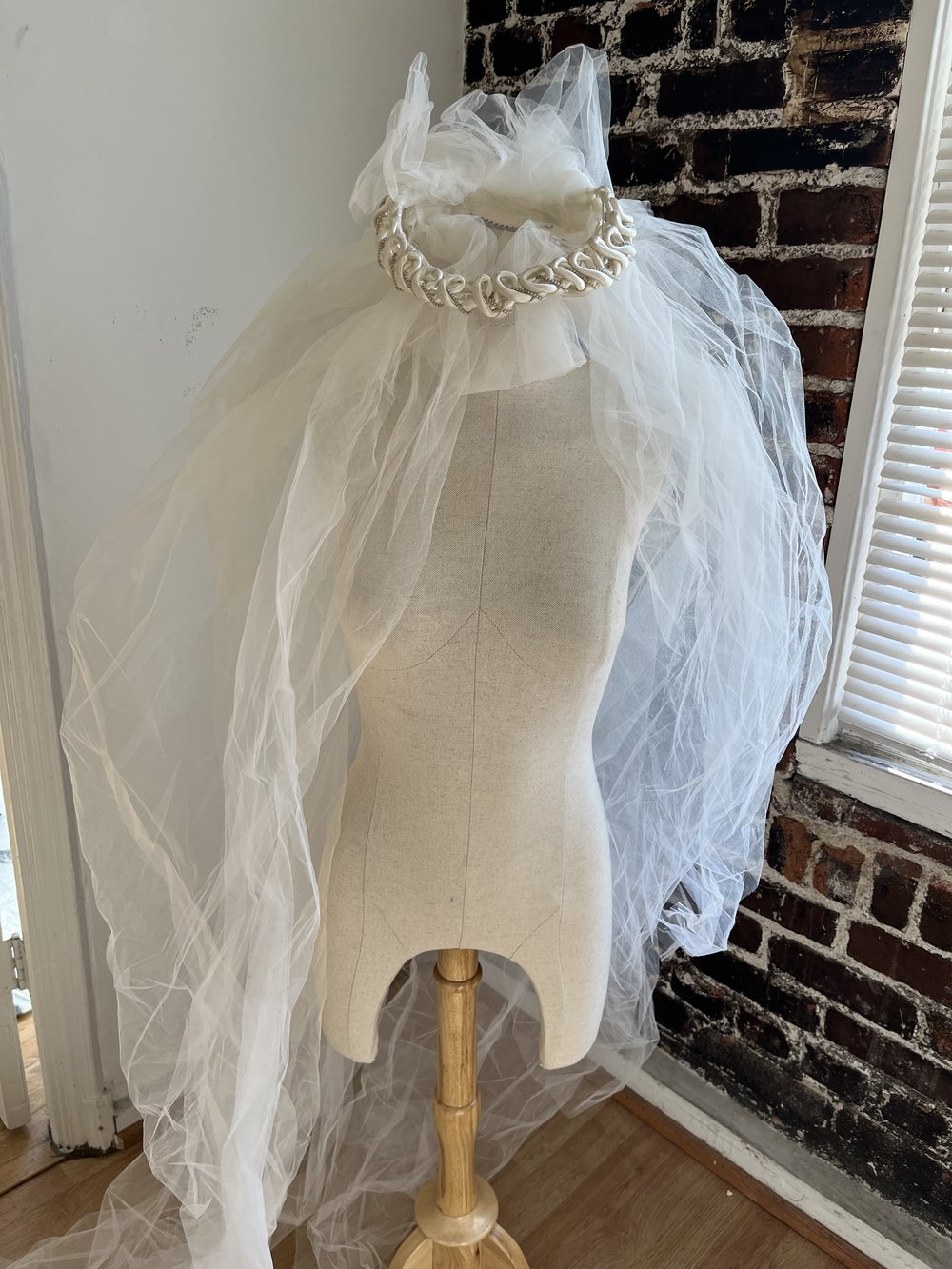1980's Silk Braided Veil with XXXL Train