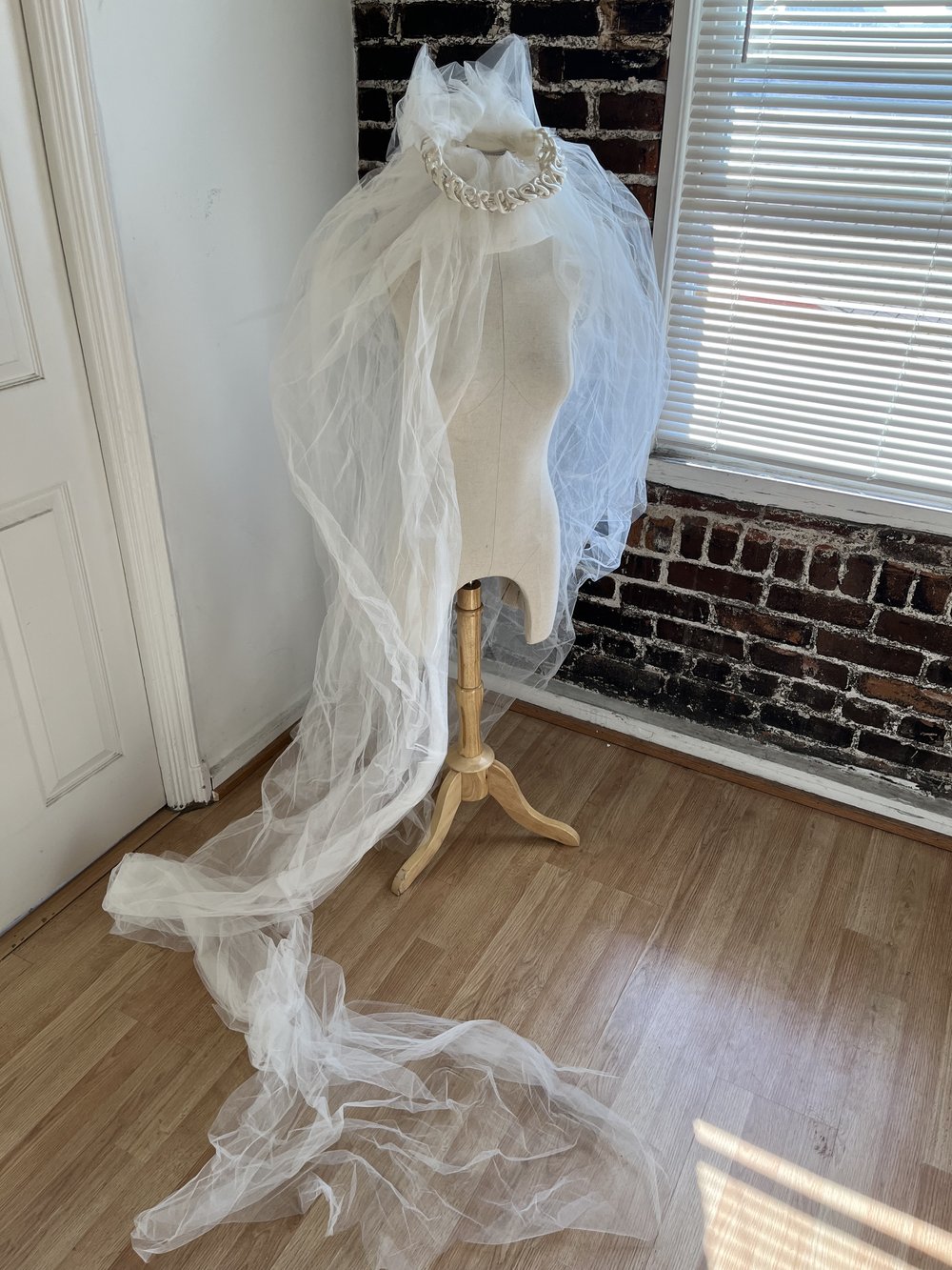 1980's Silk Braided Veil with XXXL Train