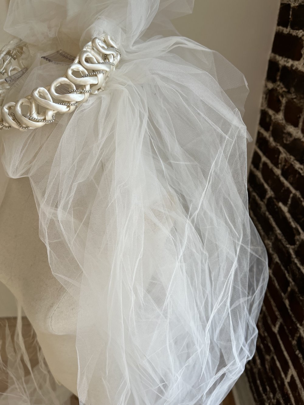 1980's Silk Braided Veil with XXXL Train