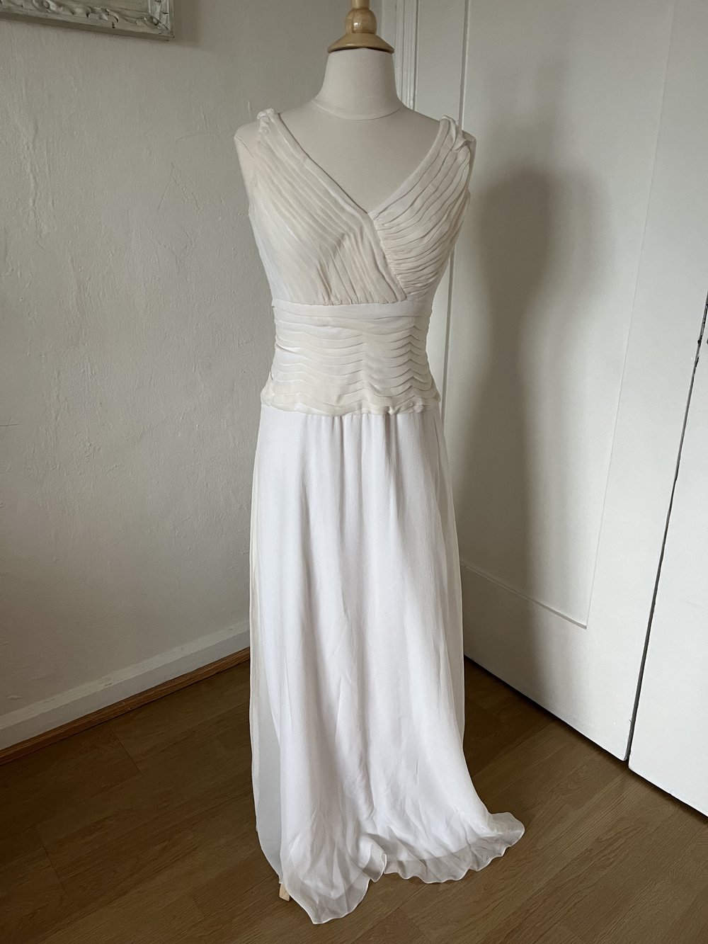 1990's Tadashi Bridal Chiffon Dress on mannequin