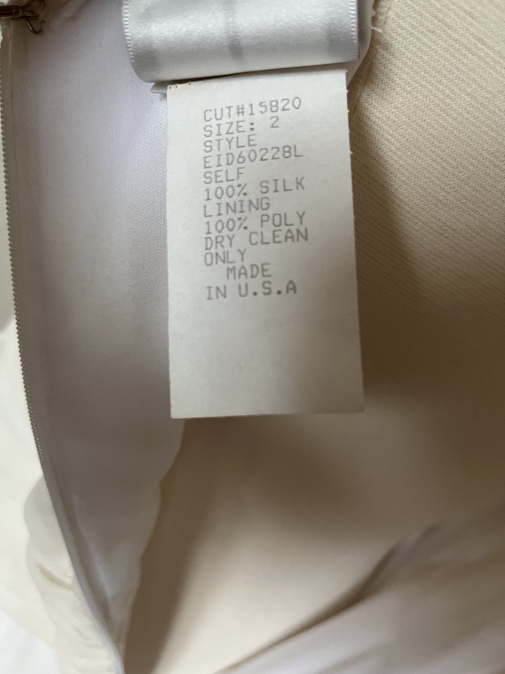 1990's Tadashi Bridal Chiffon Dress clothing info tag