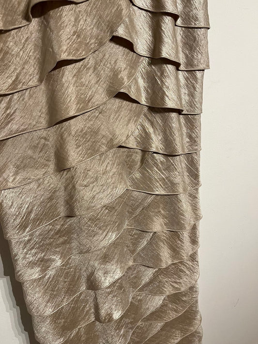 close up of 2000's Adrianna Papell Occasions Tiered Cream Gown